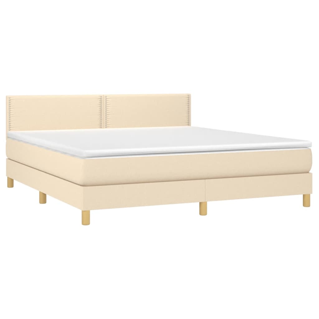 Giroletto a Molle con Materasso Crema 180x200 cm in Tessuto | homemem39