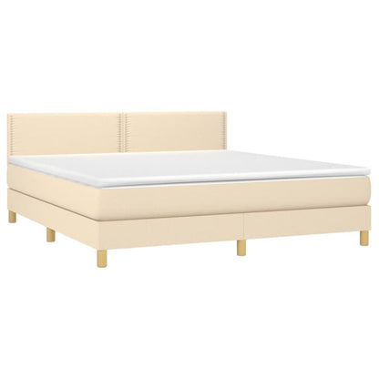 Giroletto a Molle con Materasso Crema 180x200 cm in Tessuto | homemem39