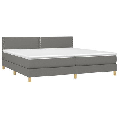 Giroletto a Molle con Materasso Grigio Scuro 200x200 cm Tessuto | homemem39