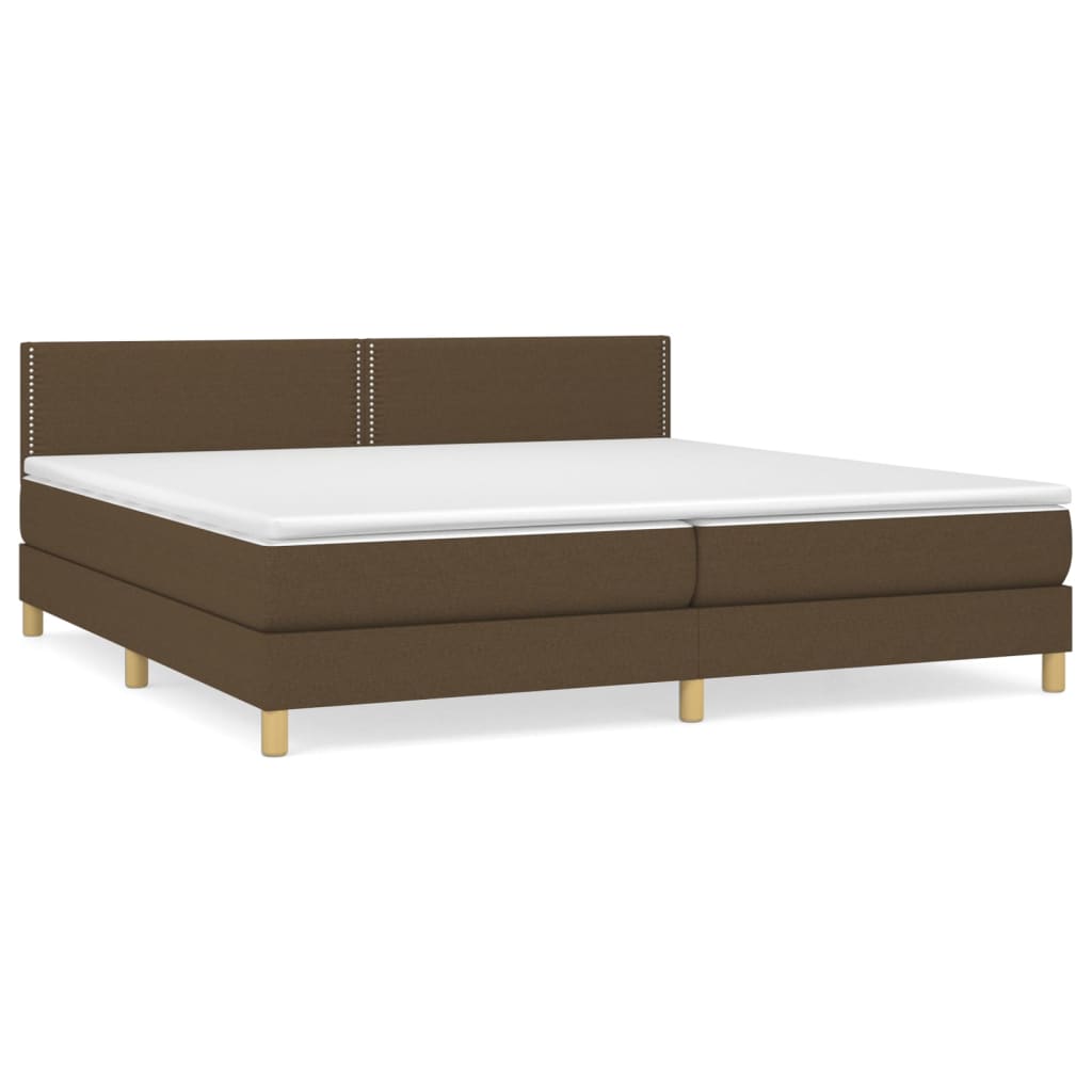 Giroletto a Molle con Materasso Marrone Scuro 200x200cm Tessuto | homemem39