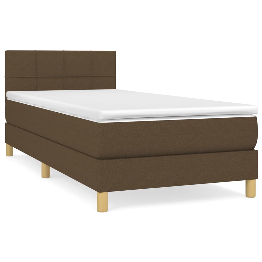 Giroletto a Molle con Materasso Marrone Scuro 100x200cm Tessuto | homemem39
