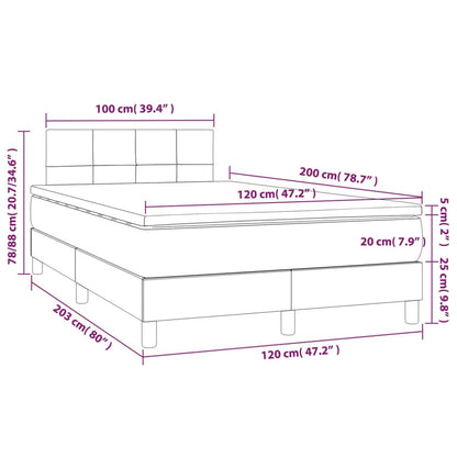 Giroletto a Molle con Materasso Grigio Chiaro 120x200cm Tessuto - homemem39