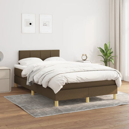 Giroletto a Molle con Materasso Marrone Scuro 120x200cm Tessuto | homemem39