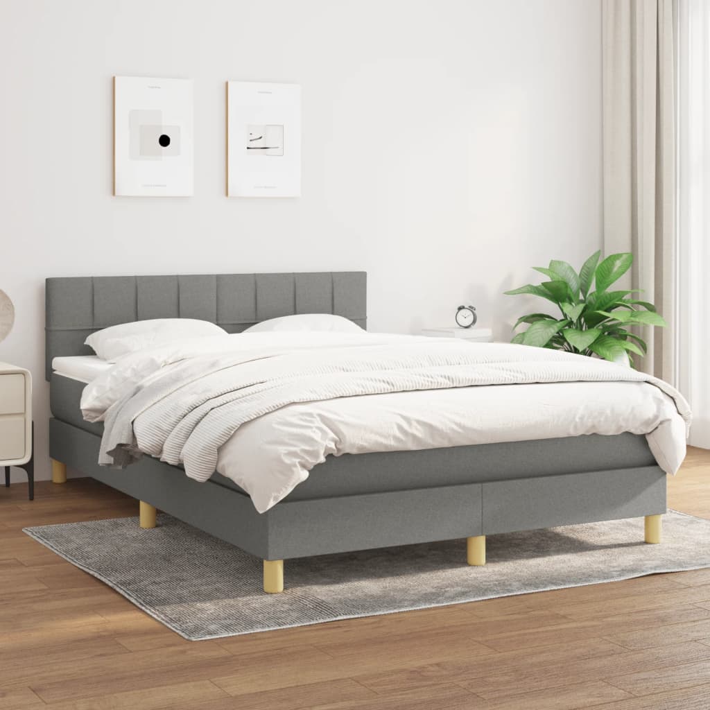Giroletto a Molle con Materasso Grigio Scuro 140x200cm Tessuto | homemem39