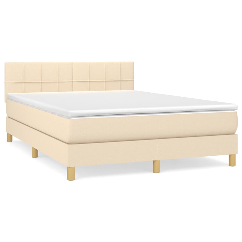 Giroletto a Molle con Materasso Crema 140x200 cm in Tessuto | homemem39