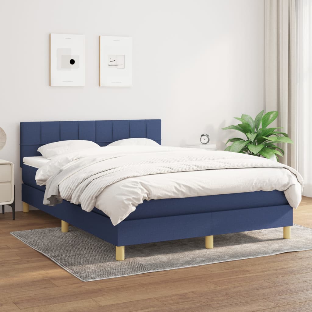 Giroletto a Molle con Materasso Blu 140x200 cm in Tessuto | homemem39