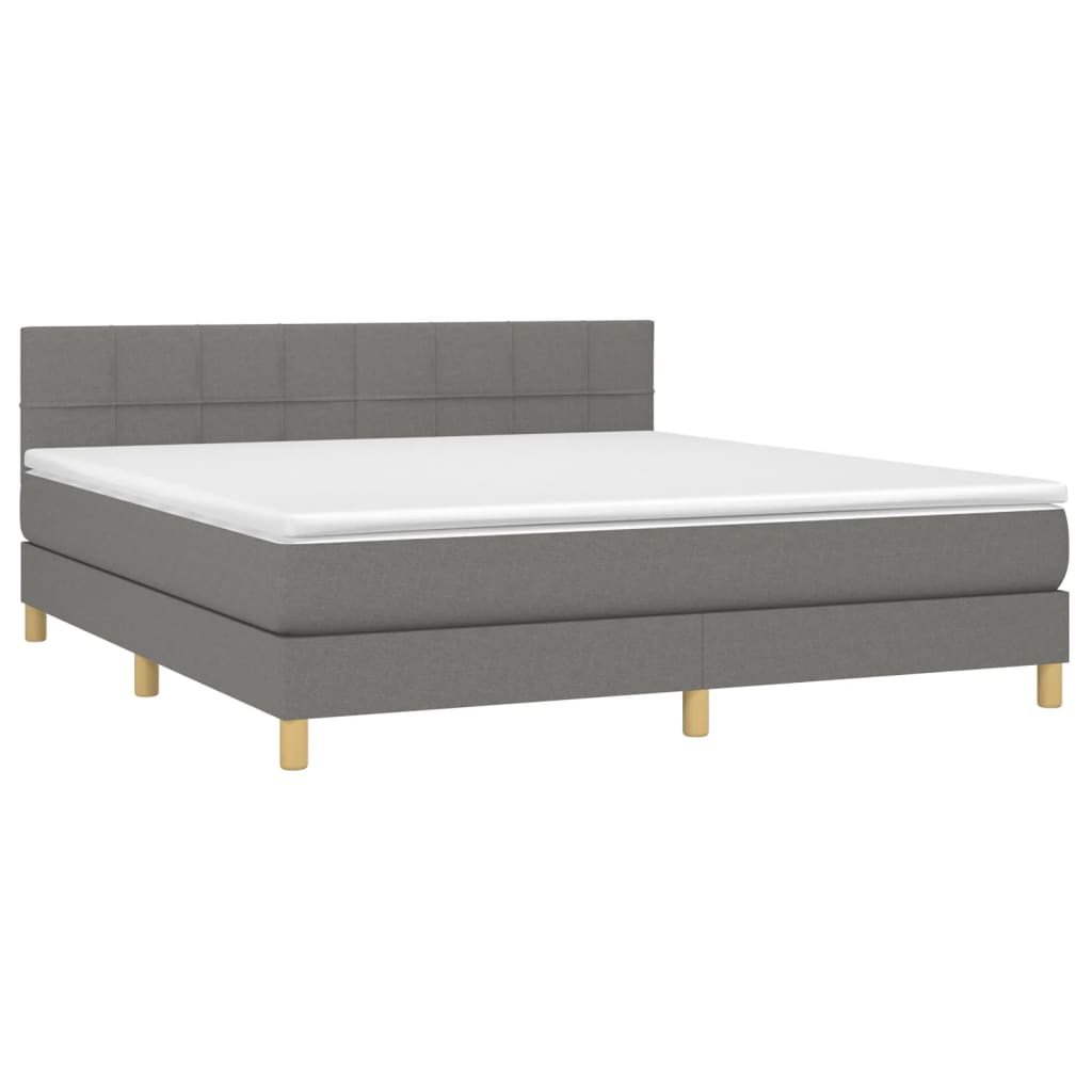 Giroletto a Molle con Materasso Grigio Scuro 160x200 cm Tessuto | homemem39