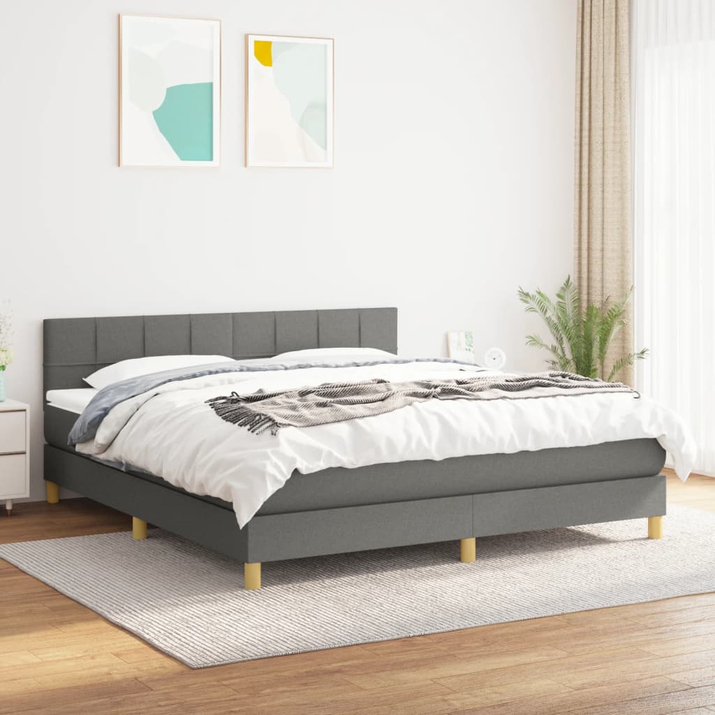 Giroletto a Molle con Materasso Grigio Scuro 160x200 cm Tessuto | homemem39
