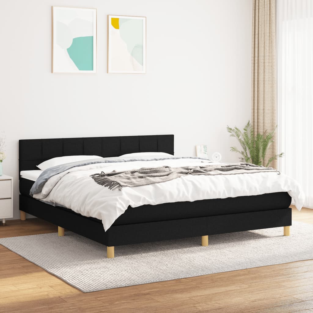 Giroletto a Molle con Materasso Nero 160x200 cm in Tessuto | homemem39