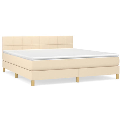 Giroletto a Molle con Materasso Crema 160x200 cm in Tessuto