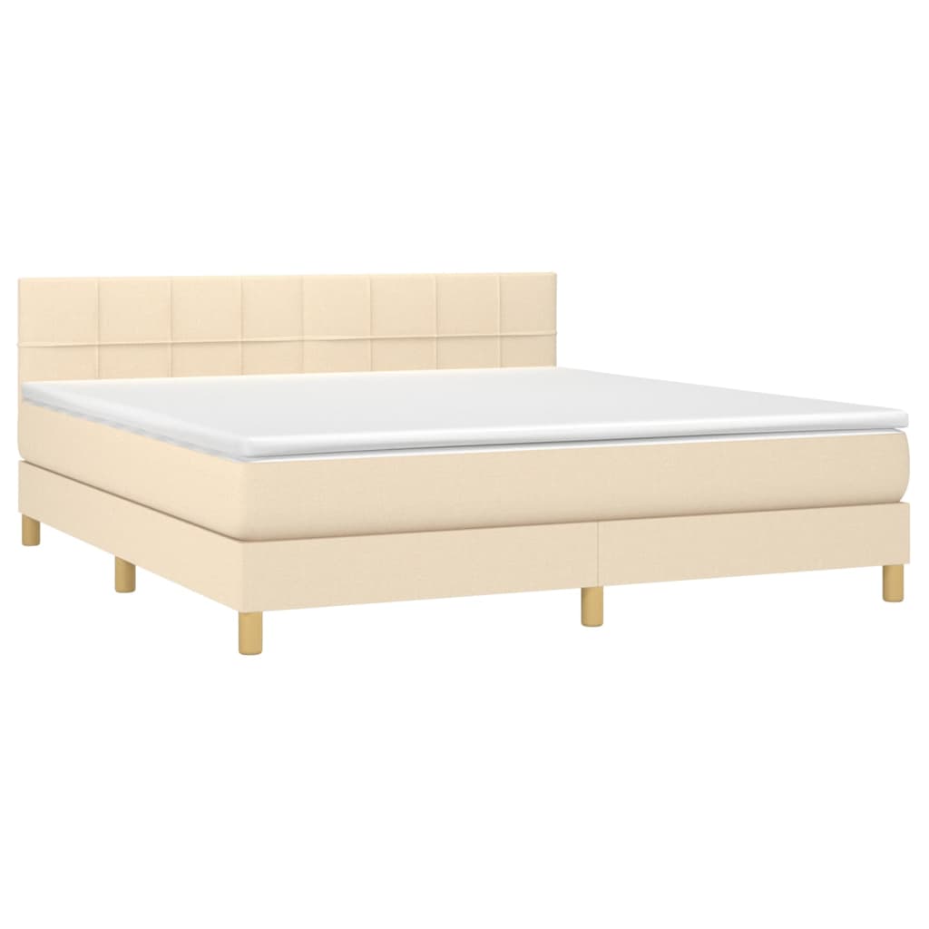Giroletto a Molle con Materasso Crema 160x200 cm in Tessuto