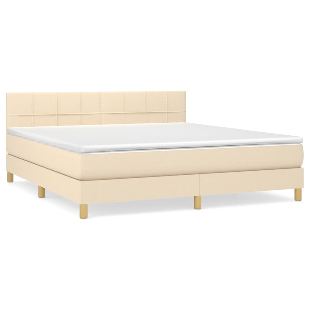 Giroletto a Molle con Materasso Crema 180x200 cm in Tessuto | homemem39