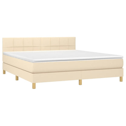 Giroletto a Molle con Materasso Crema 180x200 cm in Tessuto