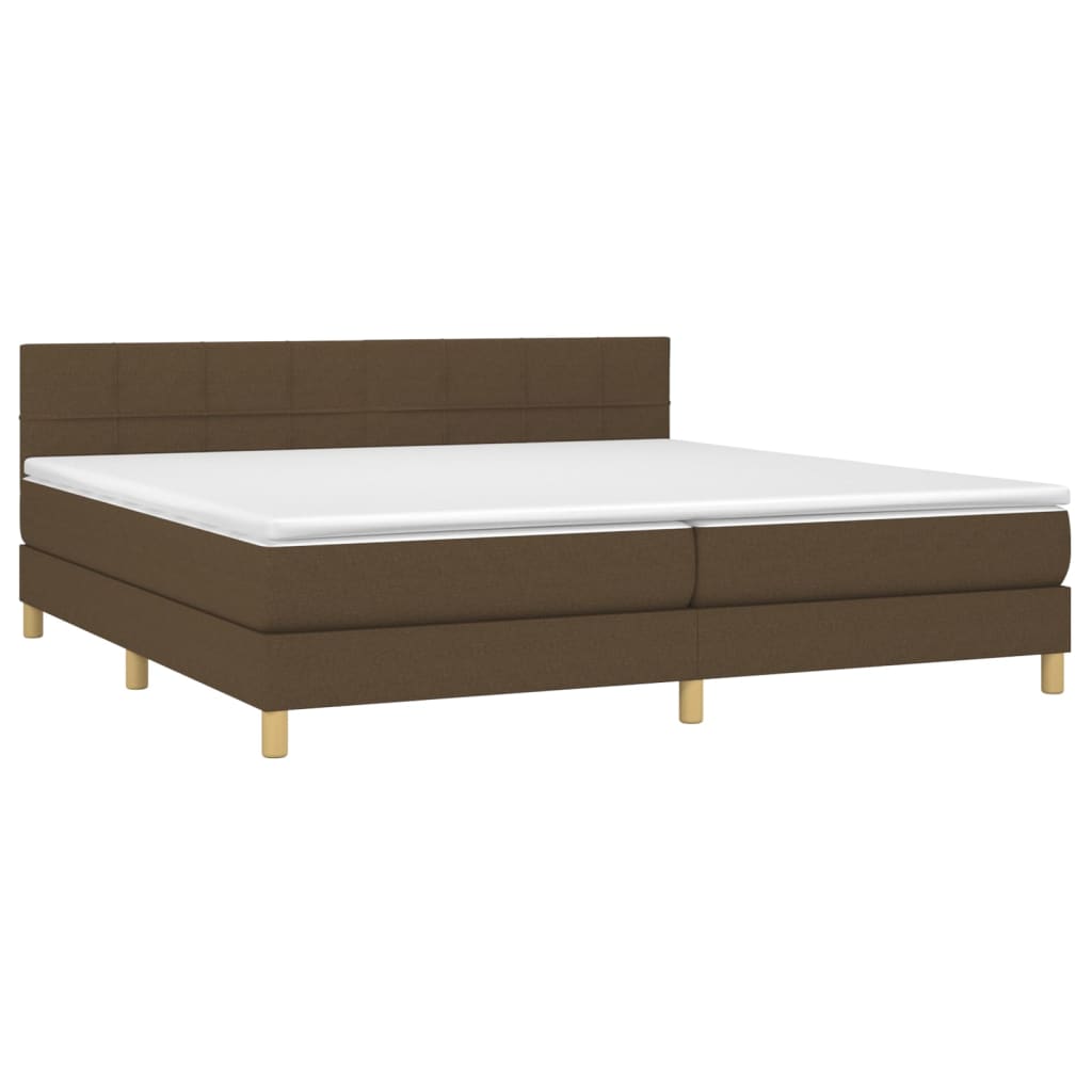 Giroletto a Molle con Materasso Marrone Scuro 200x200cm Tessuto | homemem39