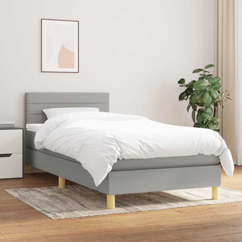 Giroletto a Molle con Materasso Grigio Chiaro 80x200 cm Tessuto | homemem39