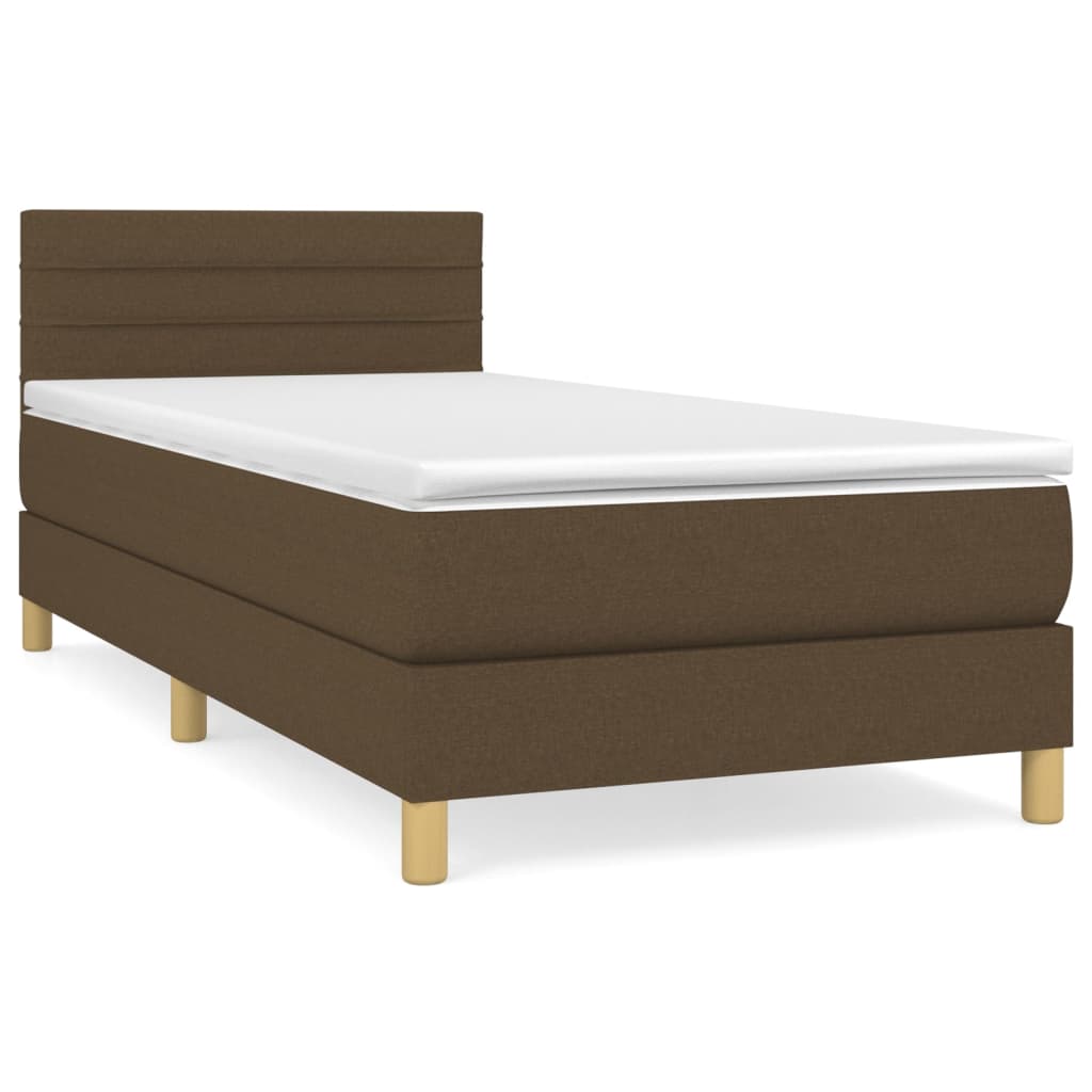 Giroletto a Molle con Materasso Marrone Scuro 90x200 cm Tessuto | homemem39