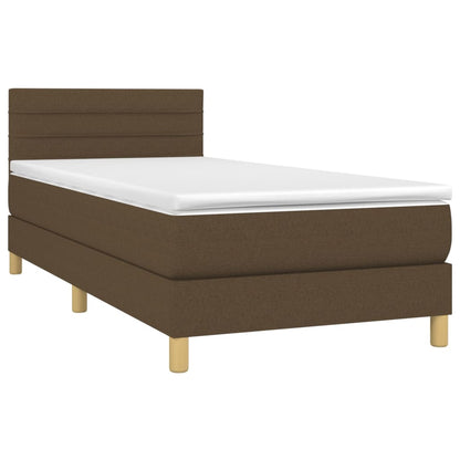 Giroletto a Molle con Materasso Marrone Scuro 90x200 cm Tessuto | homemem39