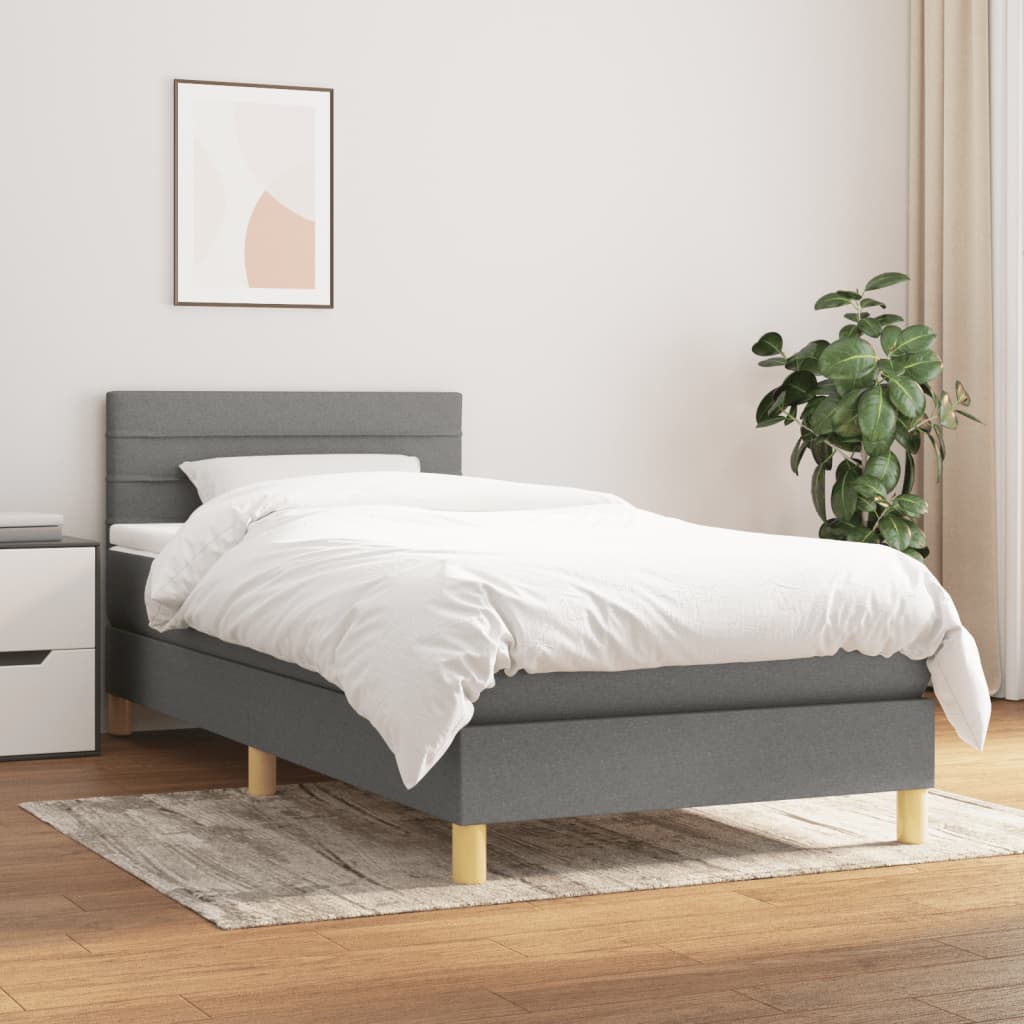 Giroletto a Molle con Materasso Grigio Scuro 100x200 cm Tessuto | homemem39