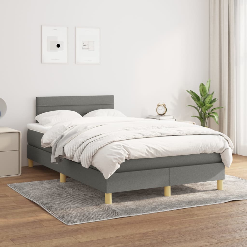 Giroletto a Molle con Materasso Grigio Scuro 120x200 cm Tessuto | homemem39