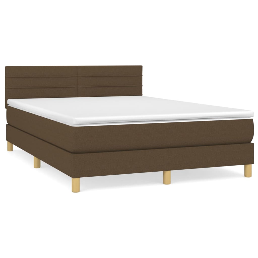 Giroletto a Molle con Materasso Marrone Scuro 140x190cm Tessuto | homemem39