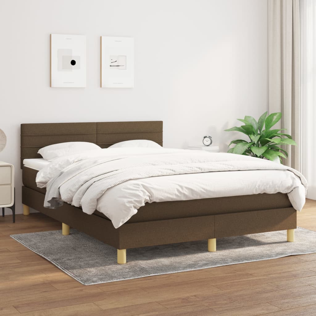 Giroletto a Molle con Materasso Marrone Scuro 140x190cm Tessuto | homemem39