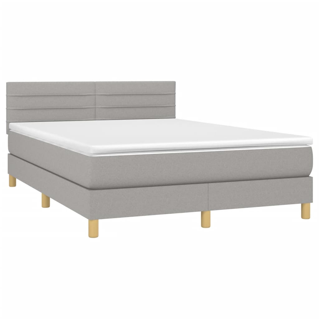 Giroletto a Molle con Materasso Grigio Chiaro 140x200cm Tessuto | homemem39