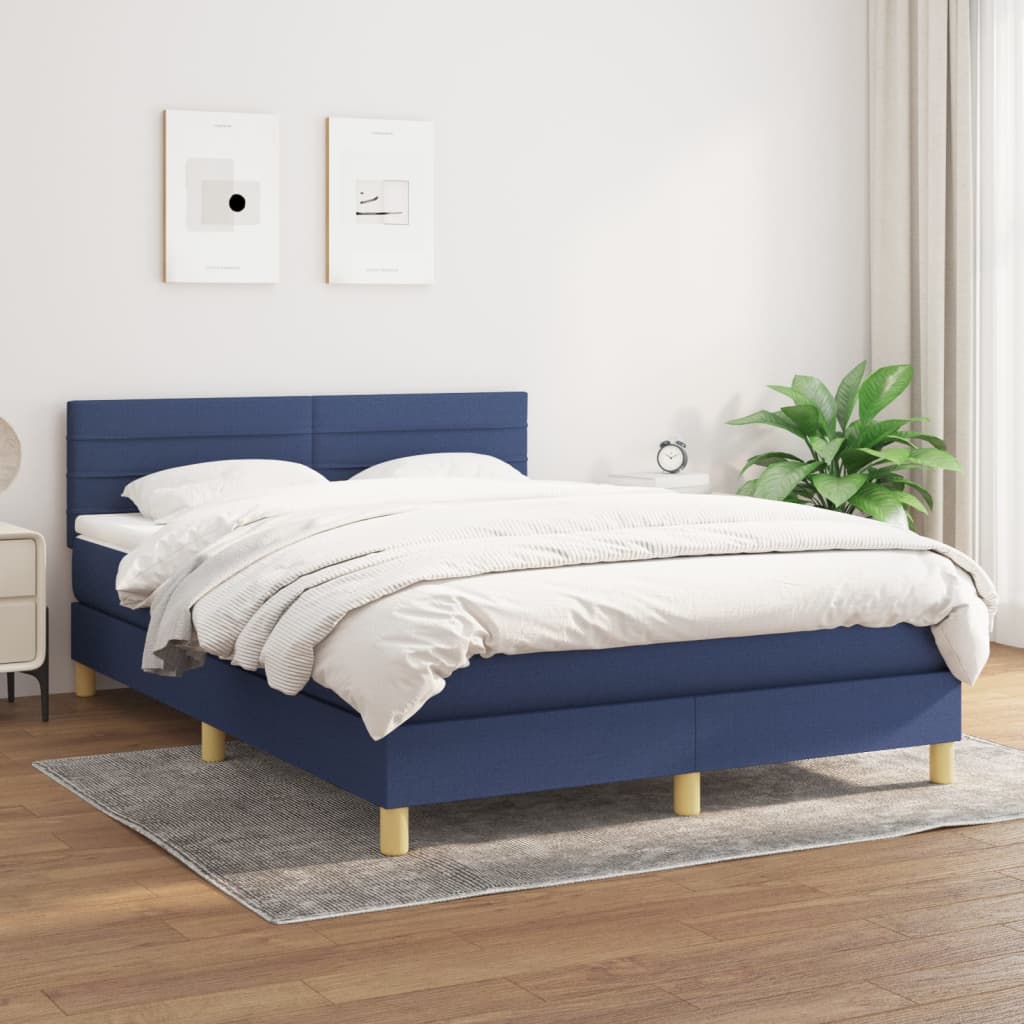 Giroletto a Molle con Materasso Blu 140x200 cm in Tessuto | homemem39