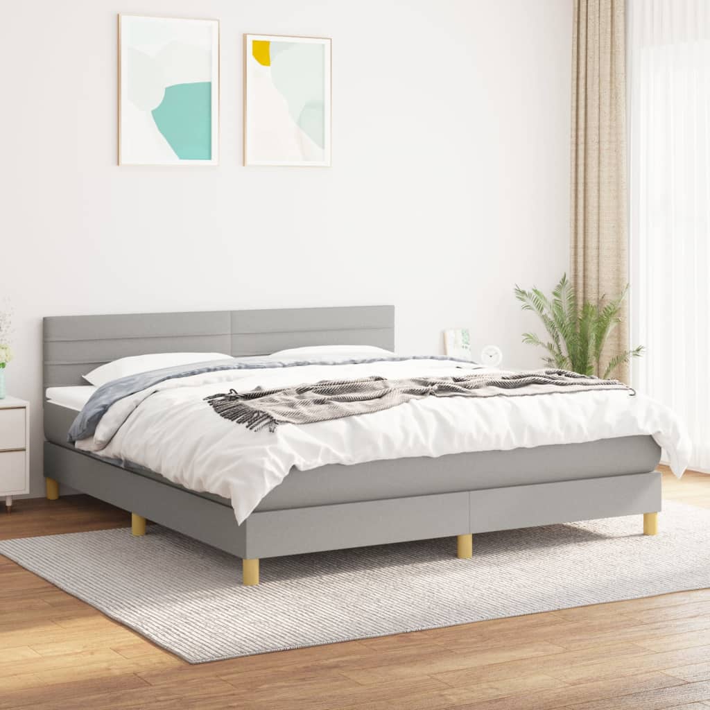 Giroletto a Molle con Materasso Grigio Chiaro160x200 cm Tessuto | homemem39