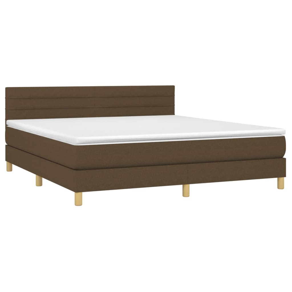 Giroletto a Molle con Materasso Marrone Scuro 160x200cm Tessuto | homemem39