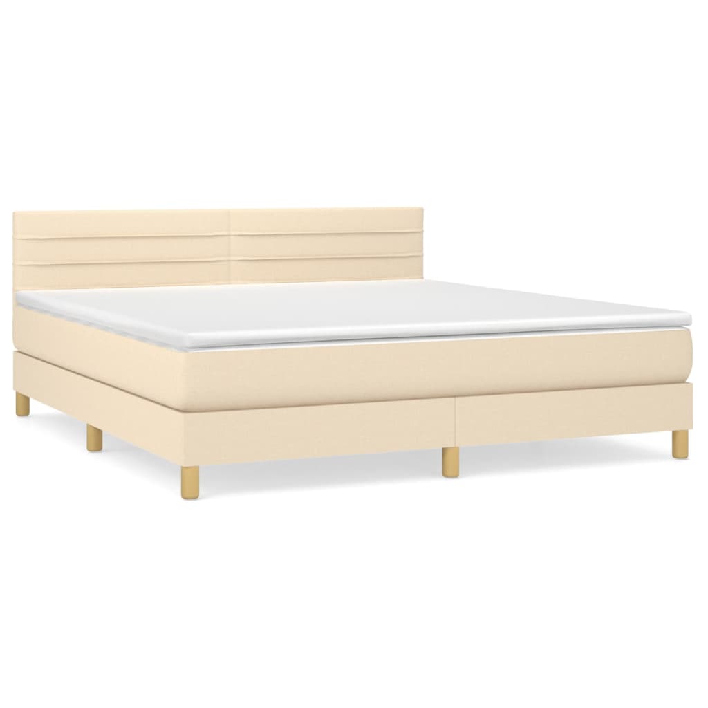 Giroletto a Molle con Materasso Crema 160x200 cm in Tessuto
