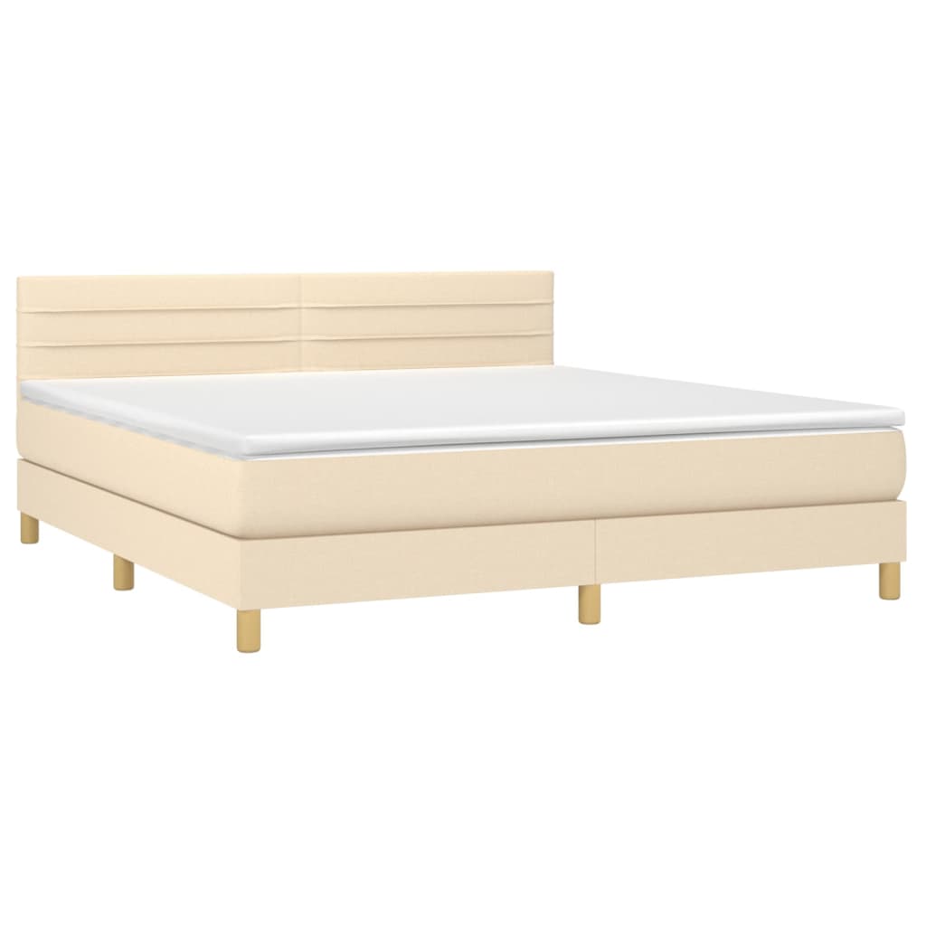 Giroletto a Molle con Materasso Crema 160x200 cm in Tessuto