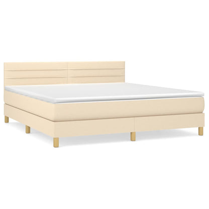 Giroletto a Molle con Materasso Crema 180x200 cm in Tessuto