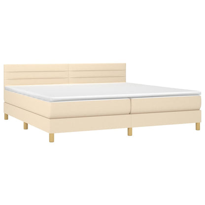 Giroletto a Molle con Materasso Crema 200x200 cm in Tessuto | homemem39