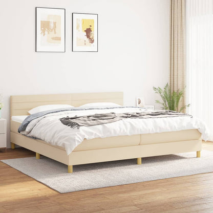 Giroletto a Molle con Materasso Crema 200x200 cm in Tessuto | homemem39
