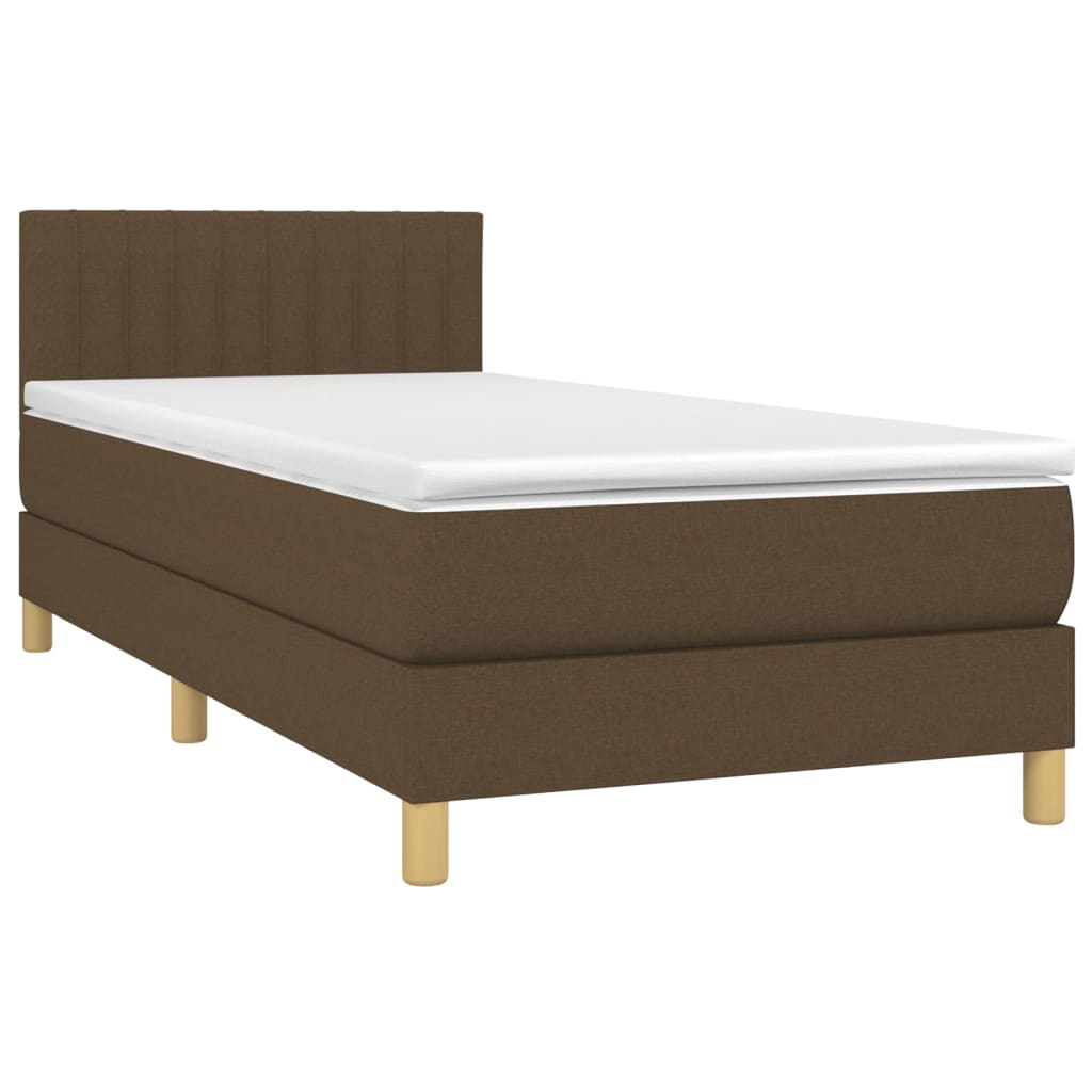 Giroletto a Molle con Materasso Marrone Scuro 80x200 cm Tessuto | homemem39