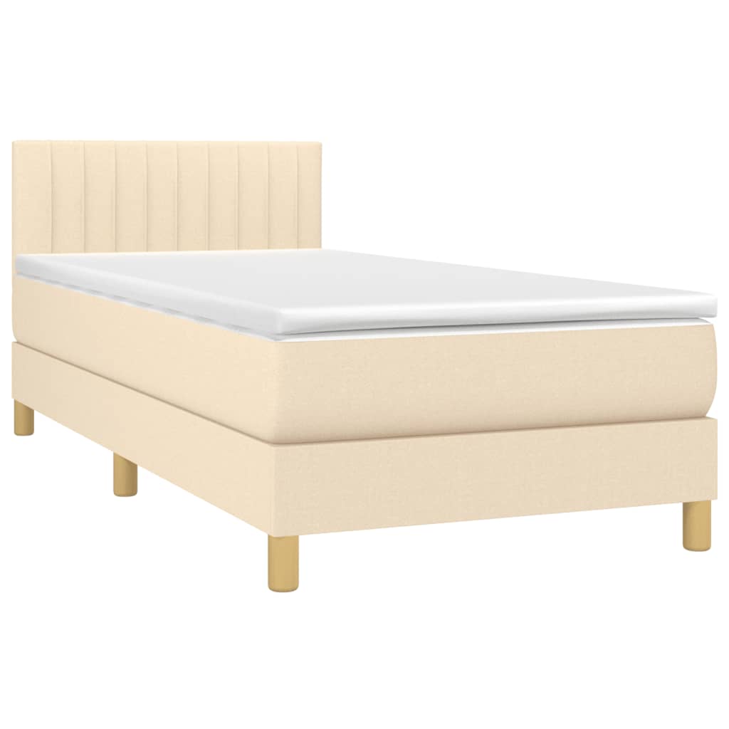 Giroletto a Molle con Materasso Crema 90x190 cm in Tessuto | homemem39
