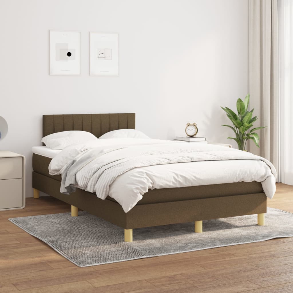 Giroletto a Molle con Materasso Marrone Scuro 120x200cm Tessuto | homemem39