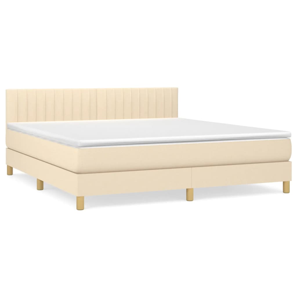 Giroletto a Molle con Materasso Crema 160x200 cm in Tessuto | homemem39