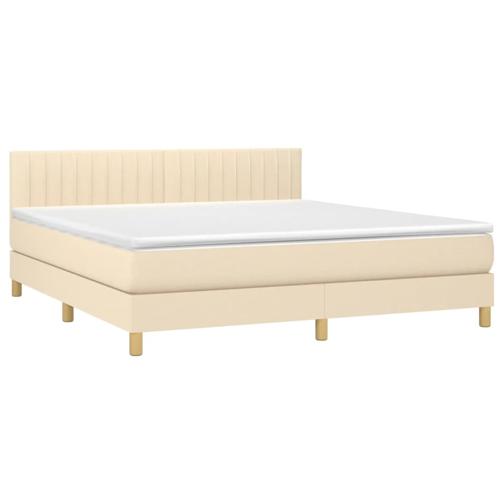 Giroletto a Molle con Materasso Crema 160x200 cm in Tessuto | homemem39