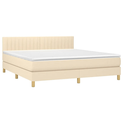 Giroletto a Molle con Materasso Crema 160x200 cm in Tessuto | homemem39