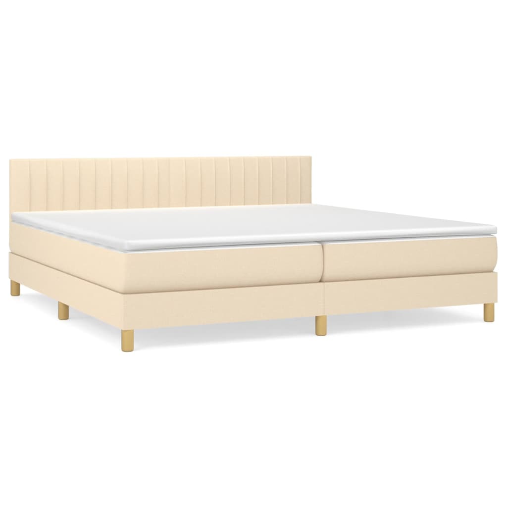 Giroletto a Molle con Materasso Crema 200x200 cm in Tessuto | homemem39