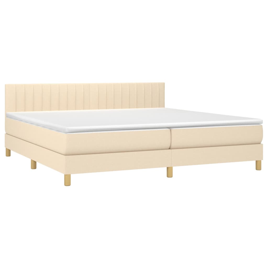 Giroletto a Molle con Materasso Crema 200x200 cm in Tessuto | homemem39