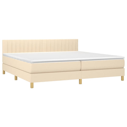 Giroletto a Molle con Materasso Crema 200x200 cm in Tessuto | homemem39