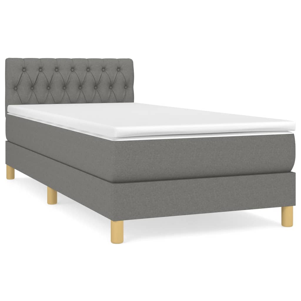 Giroletto a Molle con Materasso Grigio Scuro 90x190 cm Tessuto | homemem39