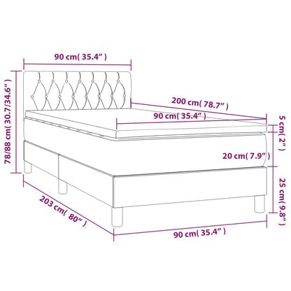 Giroletto a Molle con Materasso Grigio Scuro 90x200 cm Tessuto | homemem39