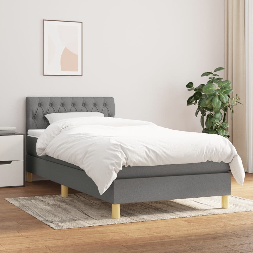Giroletto a Molle con Materasso Grigio Scuro 90x200 cm Tessuto | homemem39