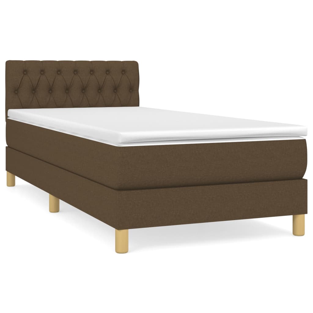 Giroletto a Molle con Materasso Marrone Scuro 90x200 cm Tessuto | homemem39