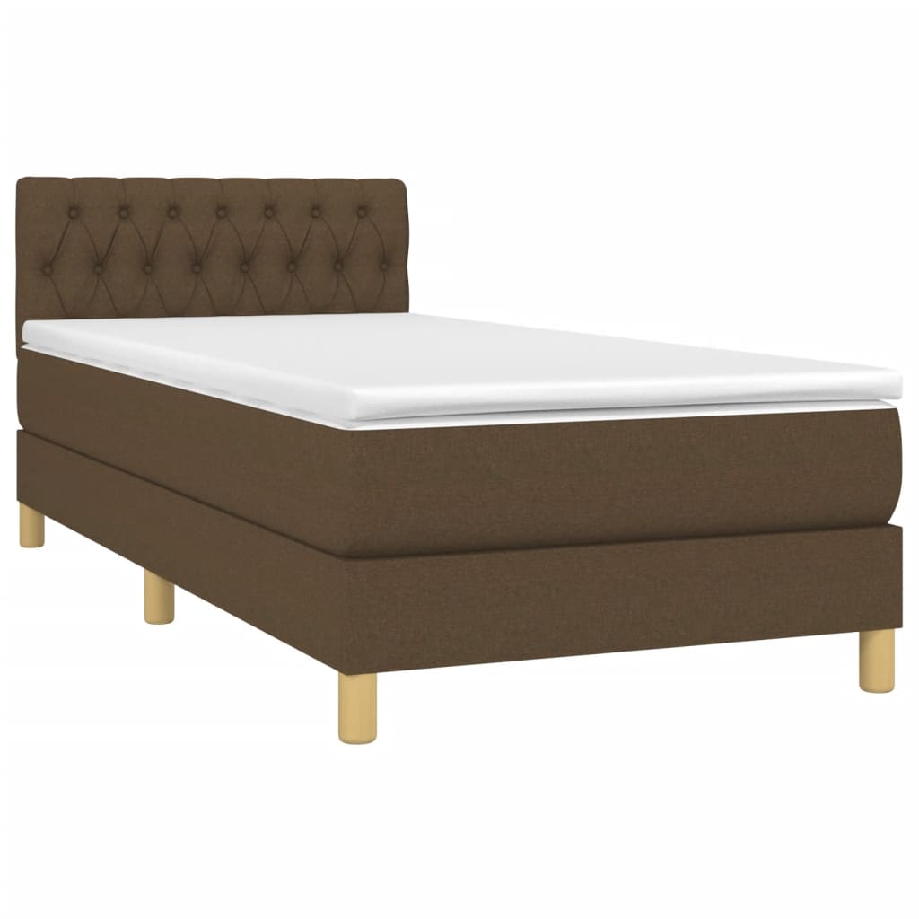 Giroletto a Molle con Materasso Marrone Scuro 90x200 cm Tessuto | homemem39