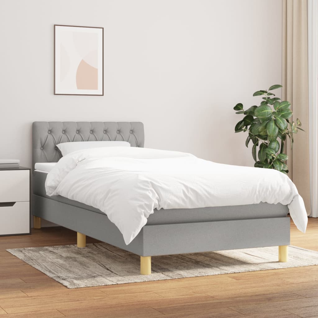 Giroletto a Molle con Materasso Grigio Chiaro100x200 cm Tessuto | homemem39