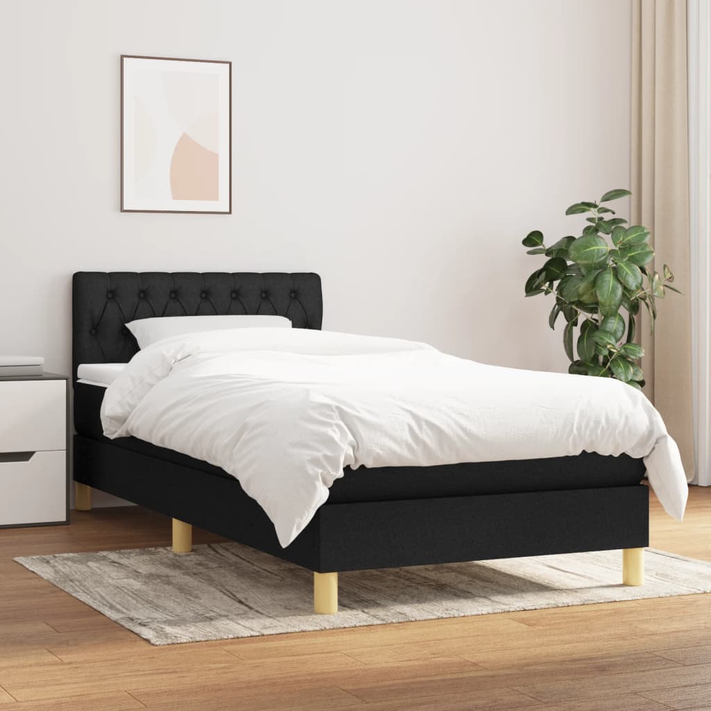 Giroletto a Molle con Materasso Nero 100x200 cm in Tessuto | homemem39